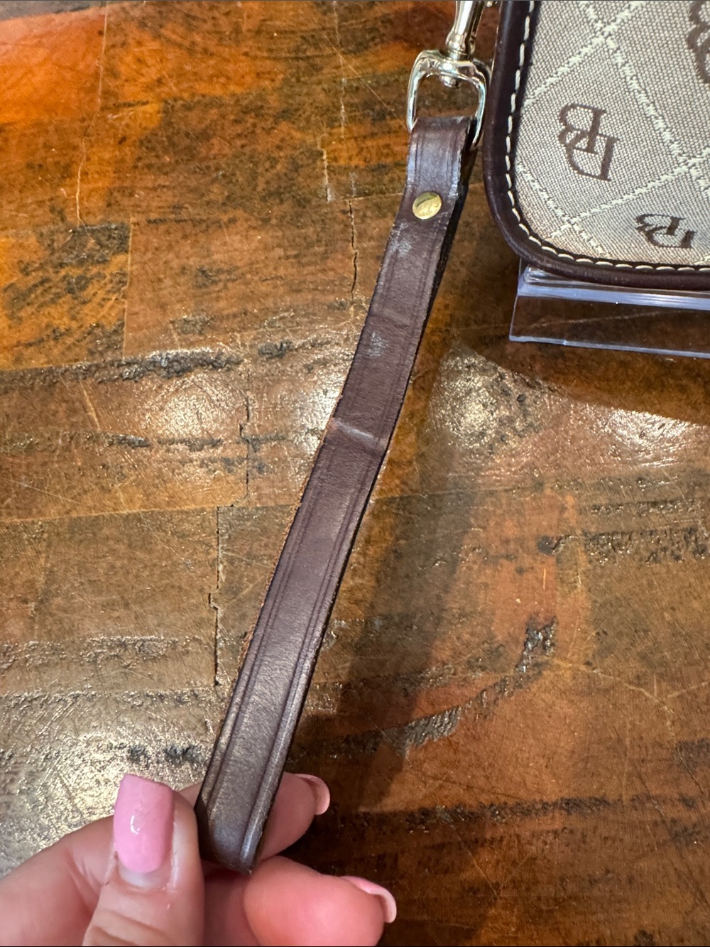 Dooney & Bourke Beige & Brown Logo Wristlet - Picture 4 of 9